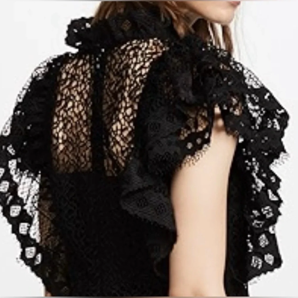 Anine Bing Penelope Lace Ruffle Teired Mini Dress Size M NWT - Picture 3 of 16